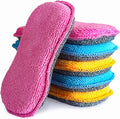 Dish Sponges Kitchen, Microfiber Cleaning Scrubber for Dishwashing, Sink, Basin and Multi-Pupose, Non-Scratch Pack of 6