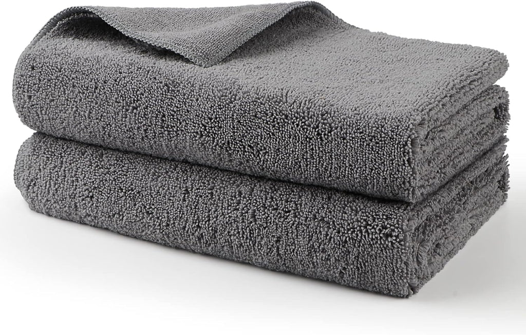 Professional Large Microfiber Car Drying Towels 2 Pack, Lint Free, Scratch Free, Highly Absorbent Drying Towel for Cars, SUVs, RVs, Trucks, and Boats,31" x 24",Grey