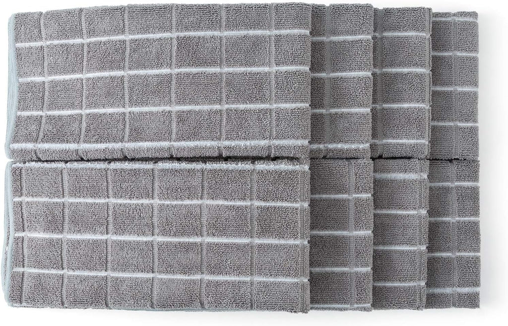 Microfiber Dish Towels Soft, Super Absorbent and Lint Free Kitchen Towels 8 Pack (Lattice Designed Gray Colors) 26 x 18 Inch
