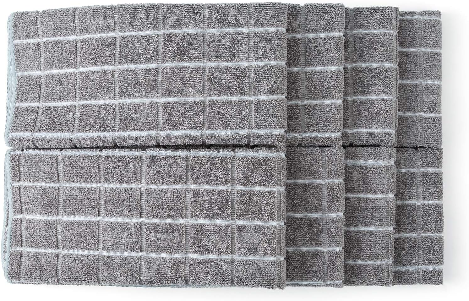 Microfiber Dish Towels Soft, Super Absorbent and Lint Free Kitchen Towels 8 Pack (Lattice Designed Gray Colors) 26 x 18 Inch