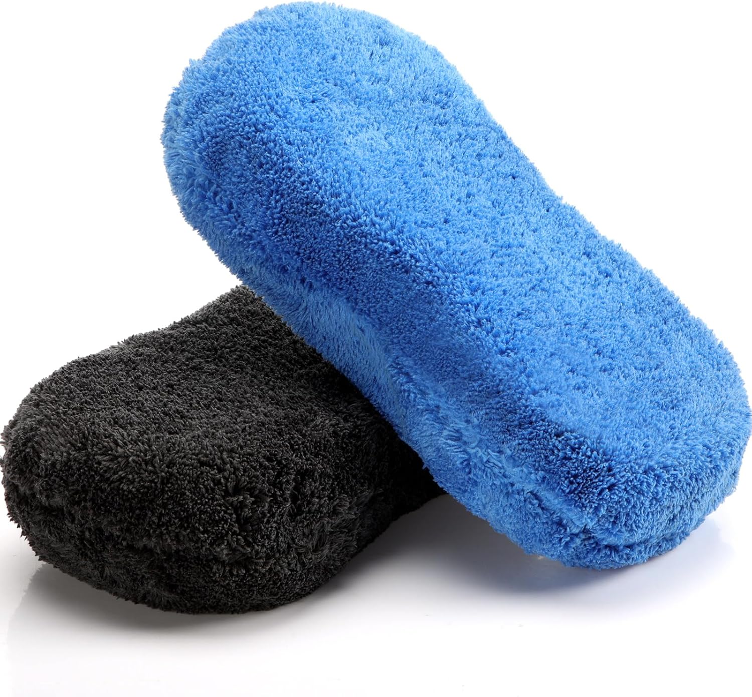 2 Pcs 2 Pack Large Microfiber Car Wash Sponge for Cleaning, Non Scratch Microfiber Sponges for Car Washing Supplies, Trucks and Motorcycles (Blue,Gray)