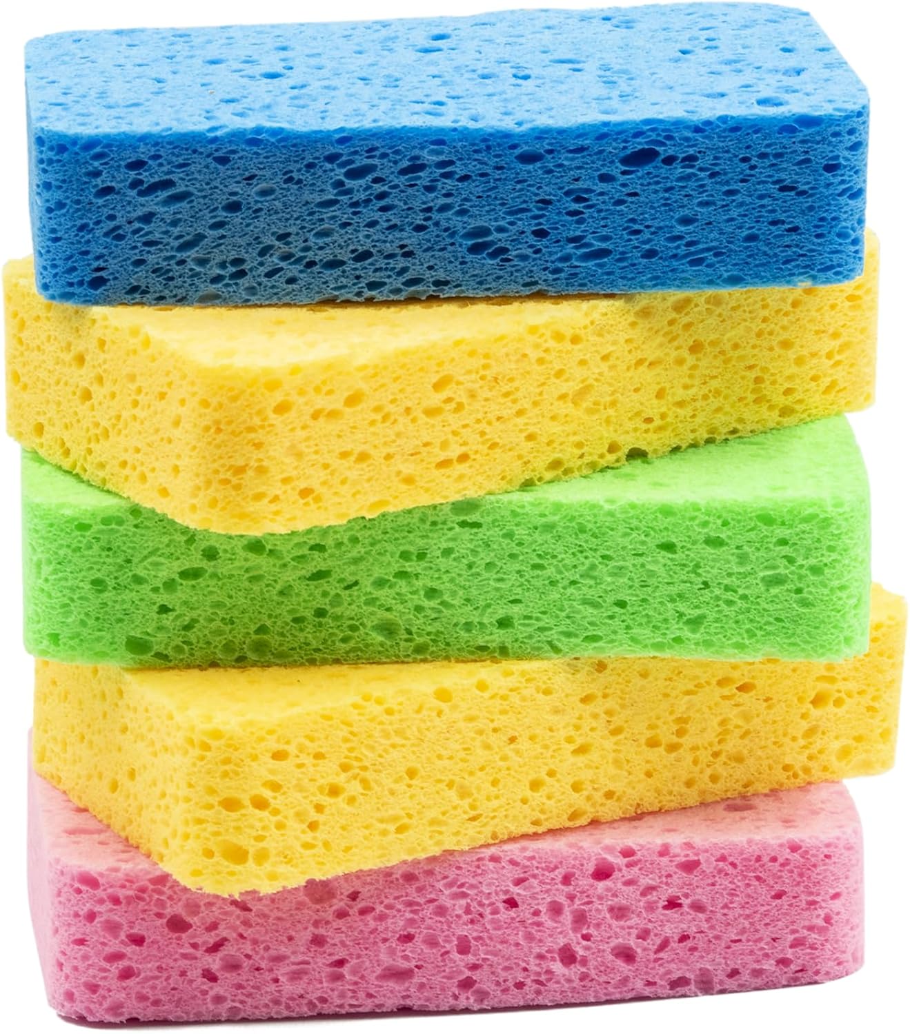 Large Cellulose Sponges, Kitchen Sponges for Dish, Thick Heavy Duty Scrub Sponges, Non-Scratch Scrubber for Household, Cookware, Bathroom, Compressed Packaging (5 Pack)