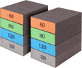 8-Pack Sanding Sponge, Four Grits Per Pack 60/80/120/220, Washable and Reusable Handmade Sandpaper Block, Drywall Sandpaper Blocks for Wooden Drywall Sheetrock and Metal Glazing
