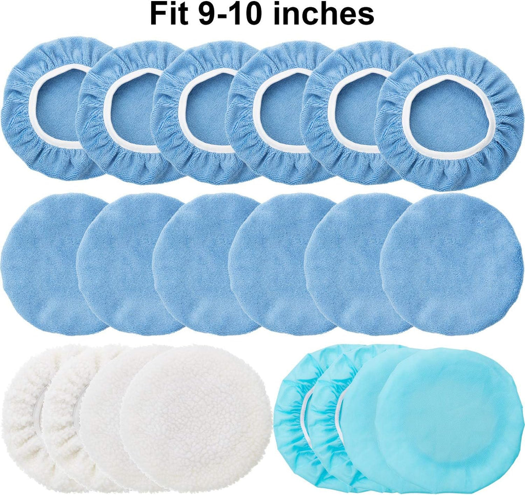20 Pieces 9 to 10 Inches Buffer Pads Car Polisher Bonnet Orbital Buffer Bonnets Microfiber Polishing Pad Cover