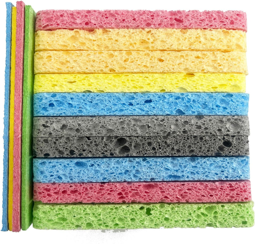 12PCS Cleaning Sponge，2.5X4.0 inches, Kitchen DishSponge, Cleaning Scrub Color Sponge, Biodegradable Natural Sponge, Non-Scratch Kitchen Cellulose Dishwashing Sponge