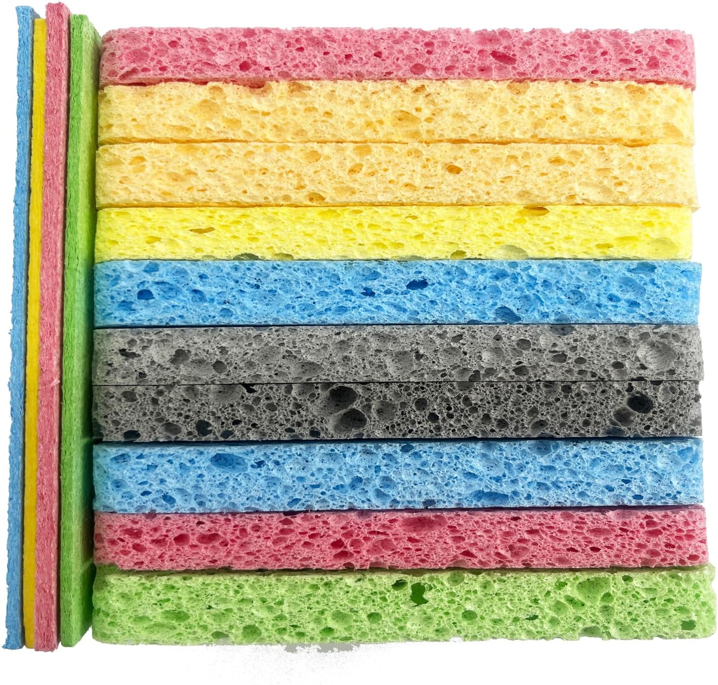 12PCS Cleaning Sponge，2.5X4.0 inches, Kitchen DishSponge, Cleaning Scrub Color Sponge, Biodegradable Natural Sponge, Non-Scratch Kitchen Cellulose Dishwashing Sponge