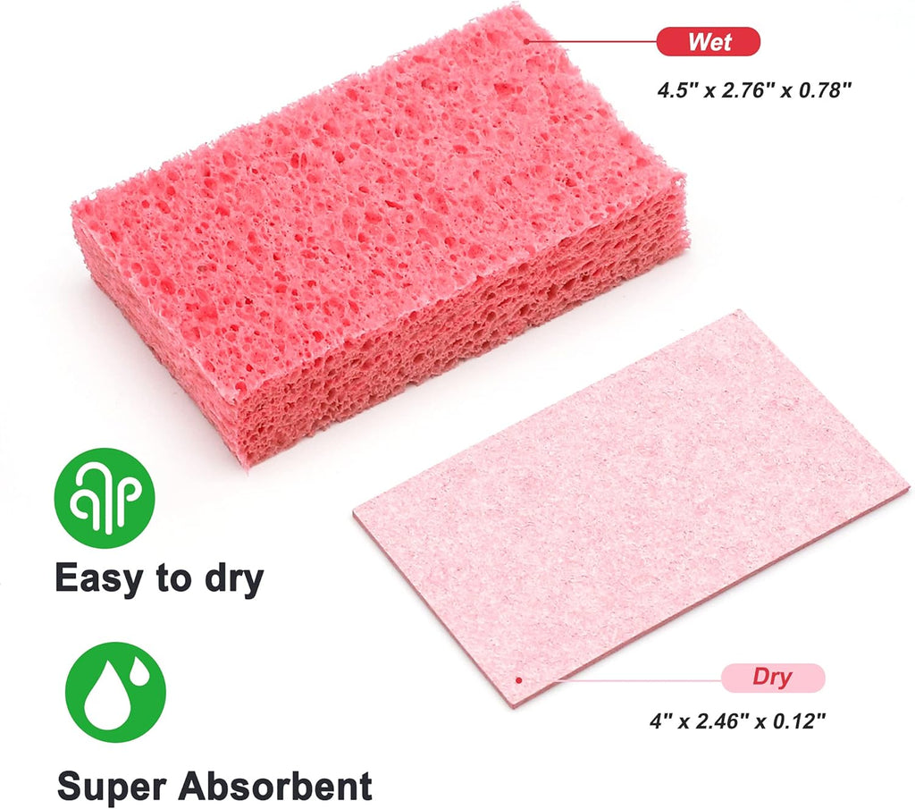 Cellulose Sponges,Heavy Duty Scrub Kitchen Sponge,Clean Tough Messes Without Scratching Sponges Kitchen,Pop Up Eco Sponges  (6 Pack)