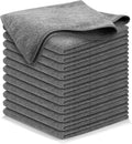 Microfiber Cleaning Cloth Grey 12 Pcs (12.5"x12.5") High Performance 1200 Washes, Ultra Absorbent Microfiber Towel Weave Grime & Liquid for Streak-Free Mirror Shine Car Washing Cloth